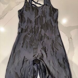 Gray Camouflage Sleeveless Jumpsuit